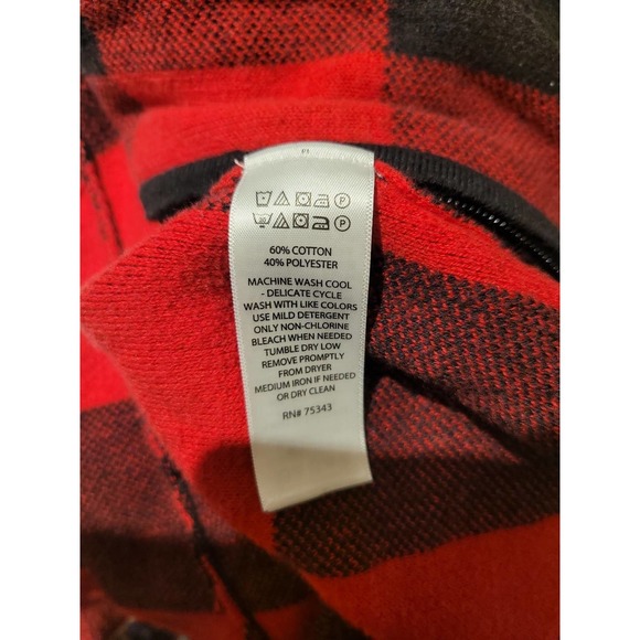 Adrienne Vittadini Red and Black Plaid Zippered Women's Cardigan Size XL - Picture 6 of 6